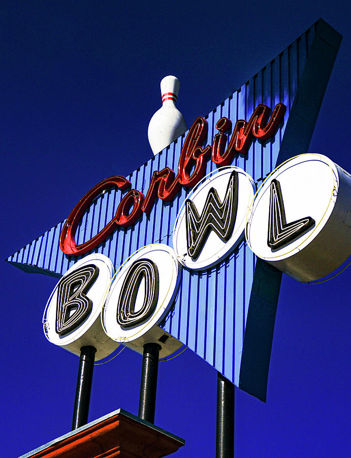 Vintage Photograph - Bowling Alley Retro Sign by Matthew Bamberg