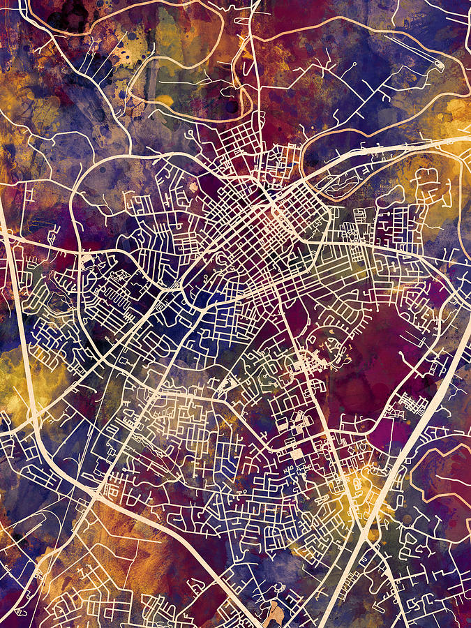 Bowling Green Kentucky City Street Map Digital Art by Michael Tompsett