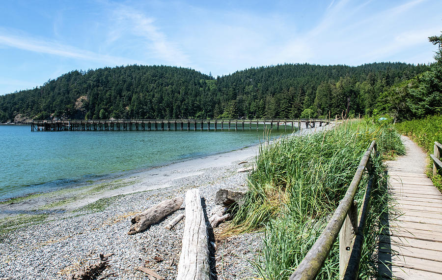 Bowman Bay Pier and Pacific NW Trail Photograph by Tom Cochran