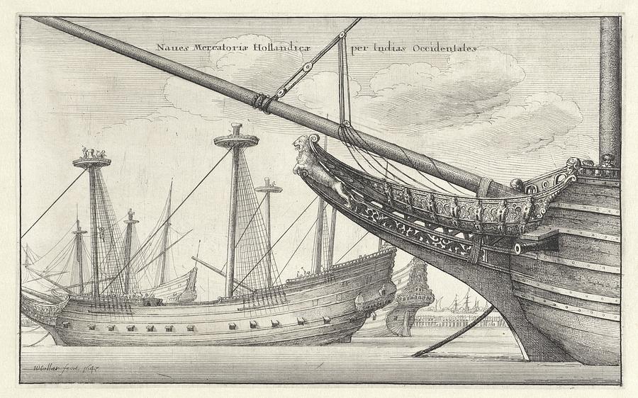 Bowsprit of a Dutch West Indiaman, Wenceslaus Hollar, 1647 Painting by MotionAge Designs