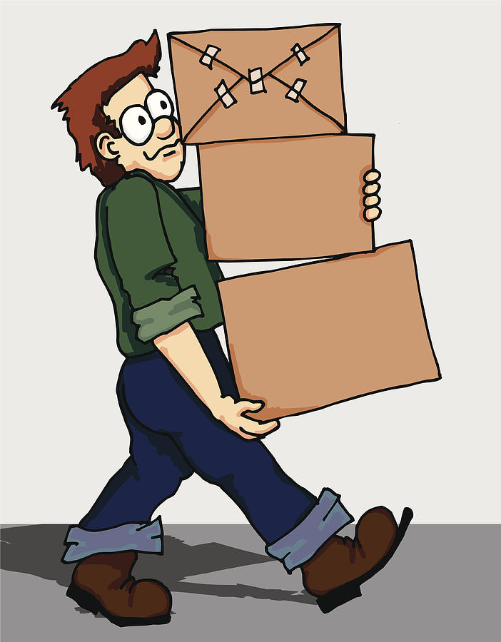 Box Moving Man Drawing by Wislander