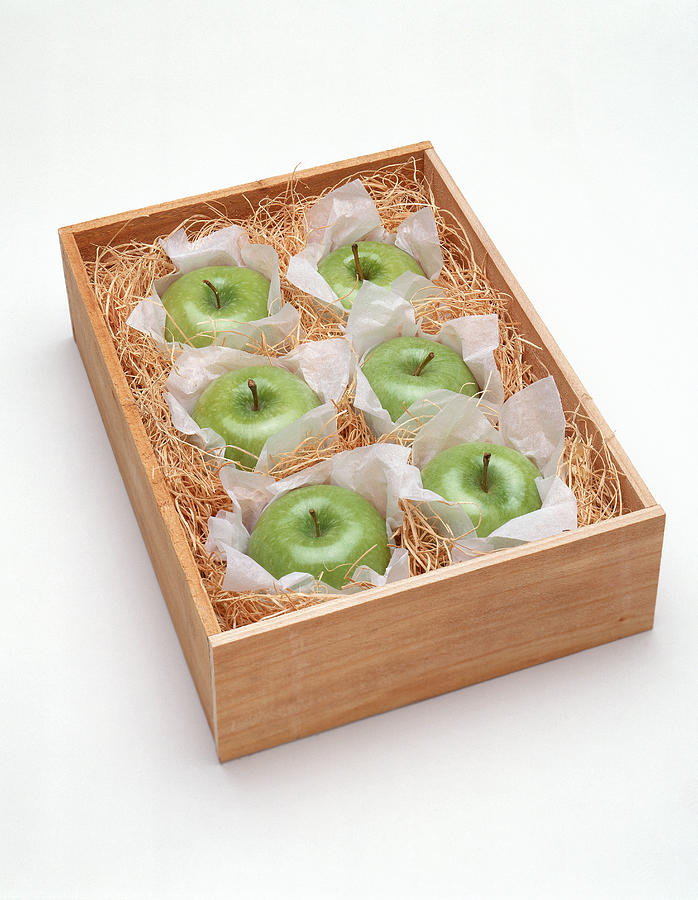 Box of green apples Photograph by Anthony Nex