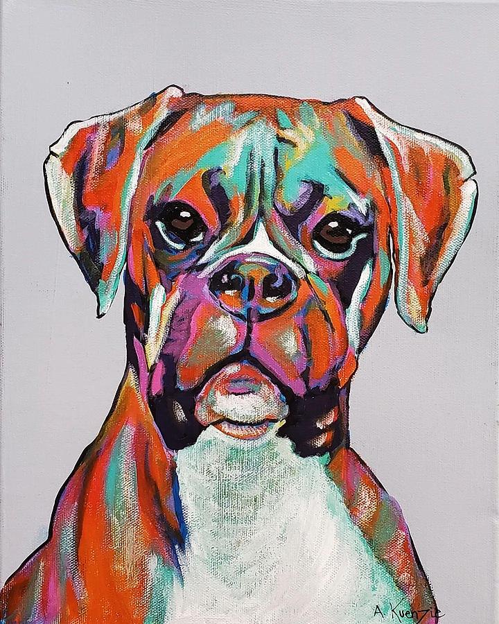 Boxer Painting by Amy Kuenzie