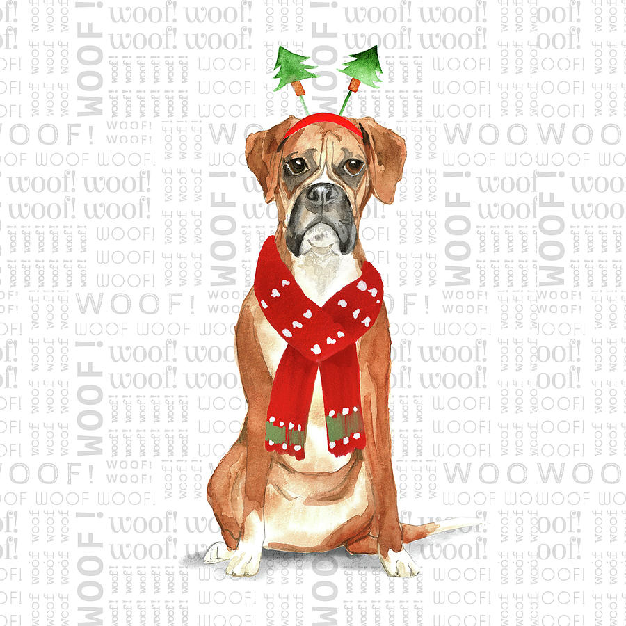 Boxer Christmas Dog Digital Art by Doreen Erhardt