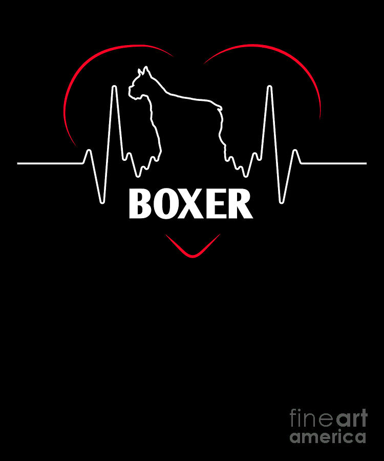 Boxer Dog Design Boxer Silhouette Heartbeat Digital Art by Funny4You ...