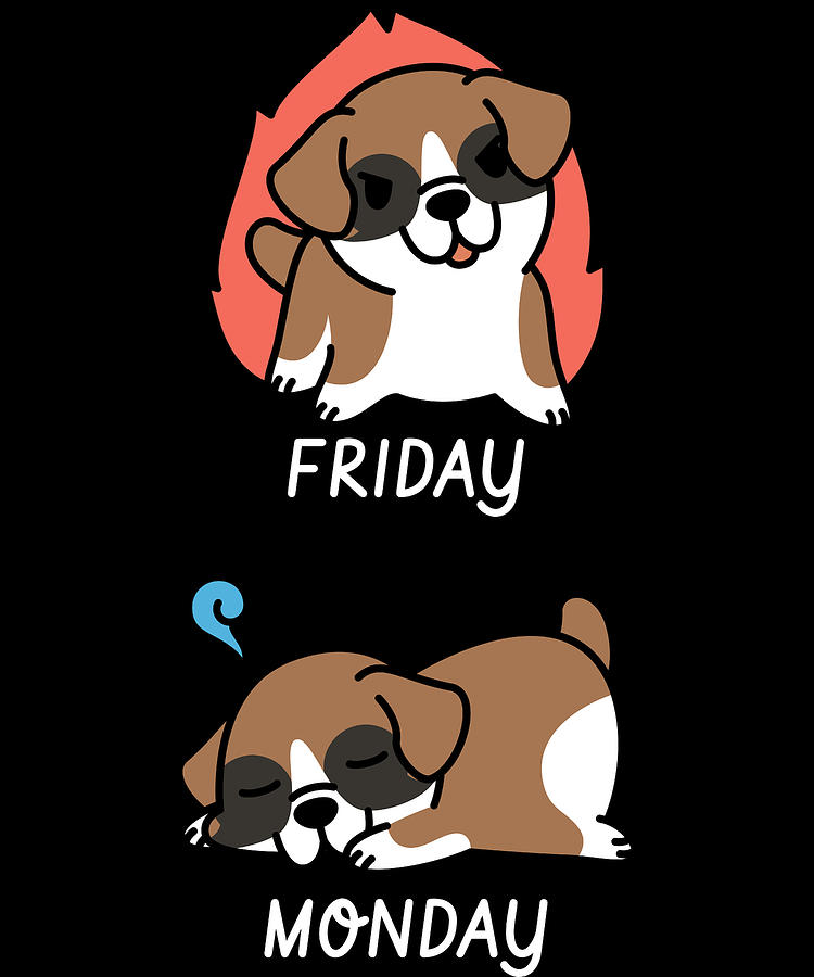 Boxer Dog Friday Monday Digital Art by Jeff Chen - Pixels