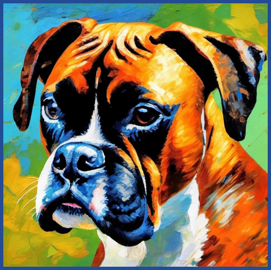 Dog Digital Art - Boxer Dog Portrait by William Thompson