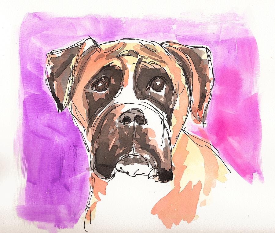 Boxer Dog Painting by Zelda Tessadori