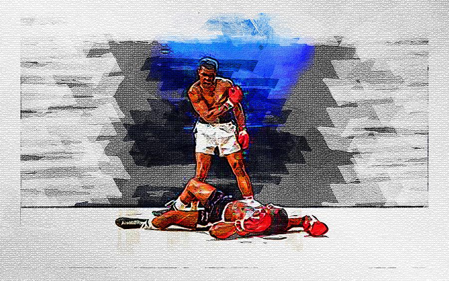 Boxer Muhammad Ali Boxing Knockout Ring Mixed Media by Miller Ebony