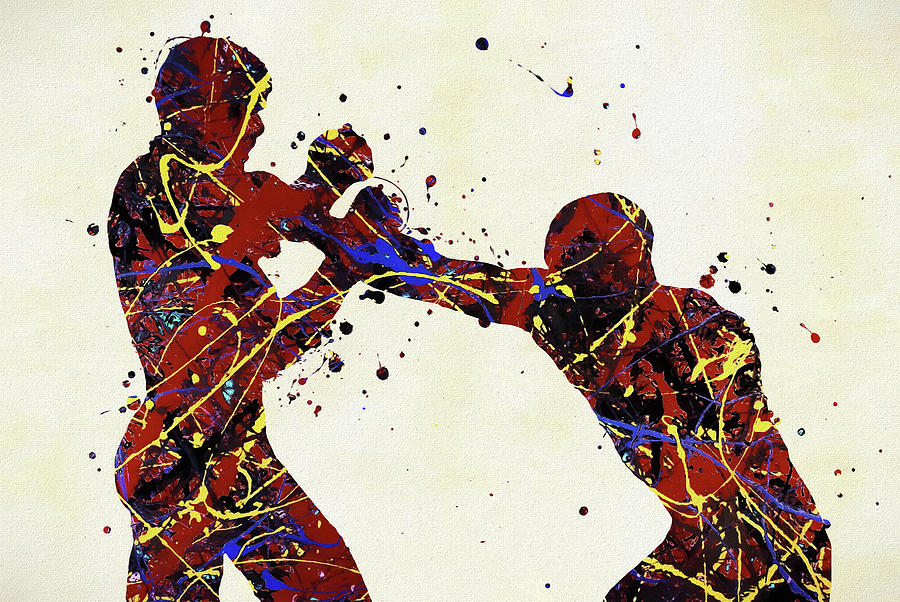 Boxers Color Splash Painting by Dan Sproul