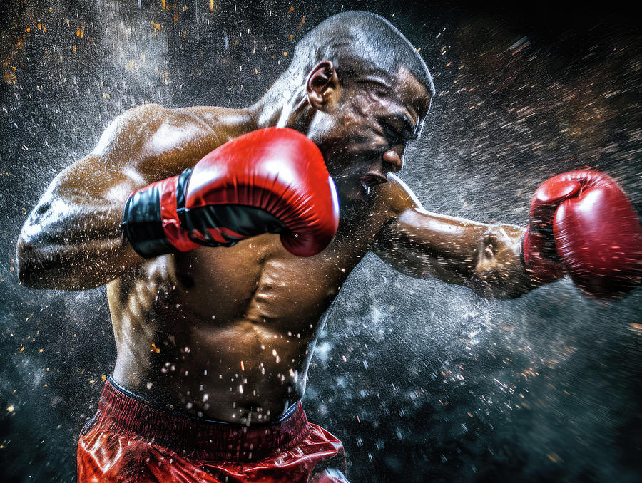Boxing Fight 01 Powerful Boxer Digital Art by Matthias Hauser