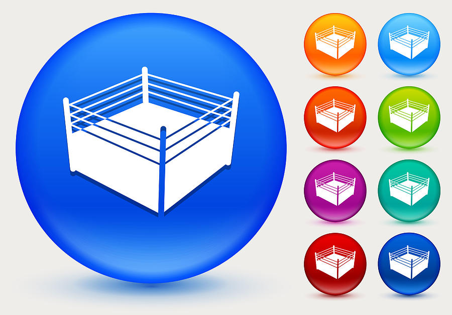 Boxing Ring Icon on Shiny Color Circle Buttons Drawing by Bubaone