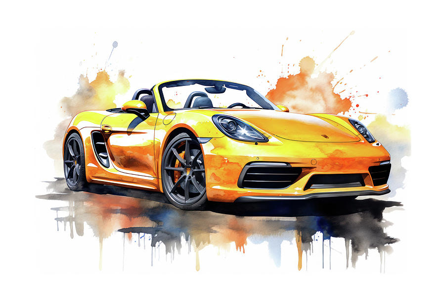 Boxster 981 watercolor painting Digital Art by John Cassella - Fine Art ...