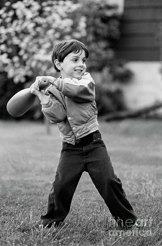 Boy 4-6 Preparing To Swing Baseball Bat At Ball  Photograph by Jim Corwin