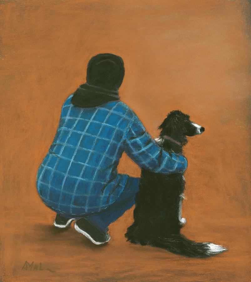Dog Painting - Boy and a Dog by Anastasiya Malakhova