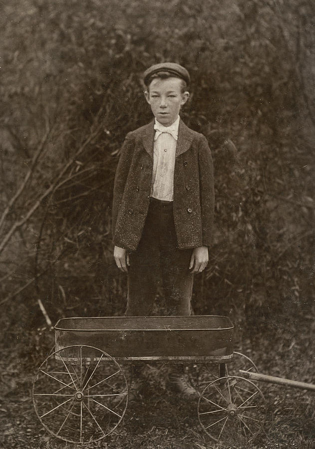 Vintage Photograph - Boy and Wagon by Joseph Oland Vintage Photograph - Boy and Wagon by Joseph Oland
