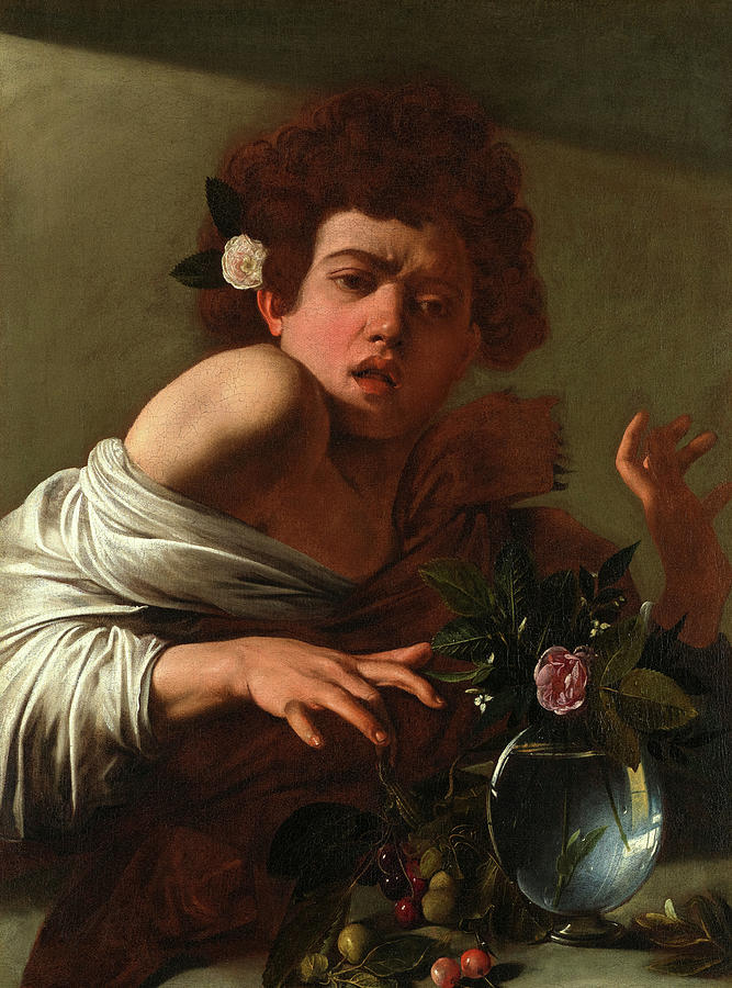 Caravaggio Painting - Boy bitten by a Lizard, 1594-1595 by Caravaggio