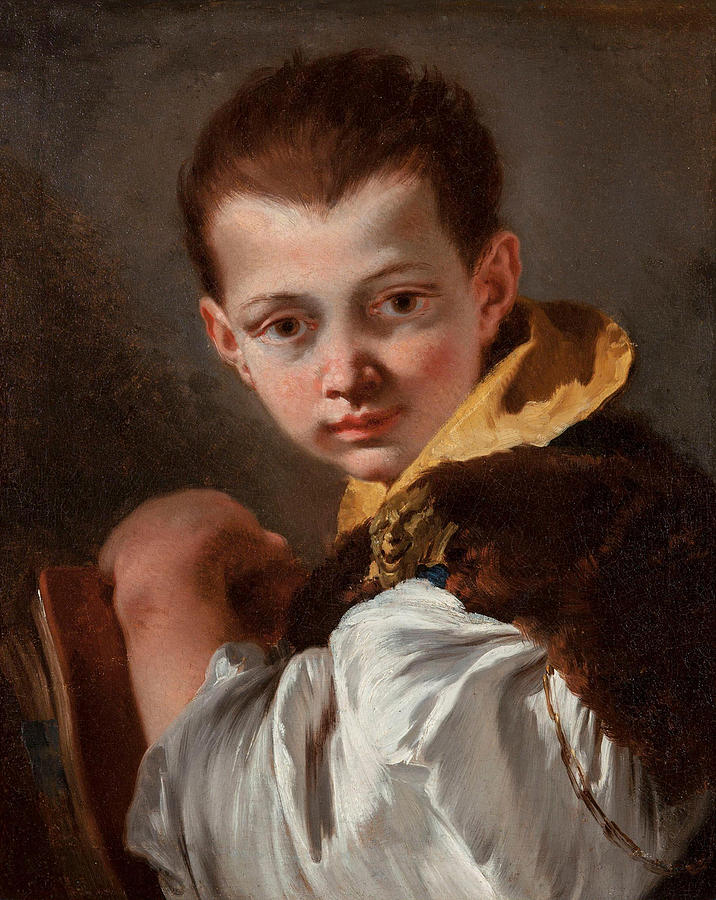 Book Painting - Boy Holding a Book  Portrait of Lorenzo Tiepolo   by Tiepolo  Giovanni Battista