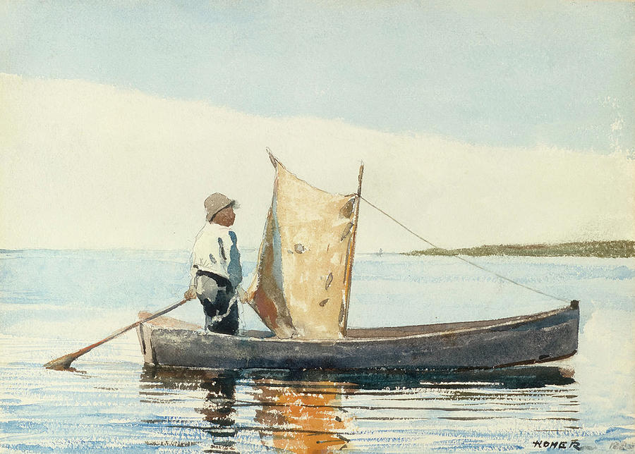 Winslow Homer Painting - Boy in a Dory by Winslow Homer by Mango Art