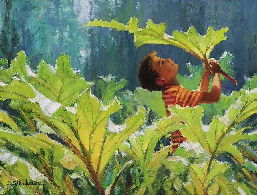 Boy in the Rhubarb Patch Painting by Steve Henderson