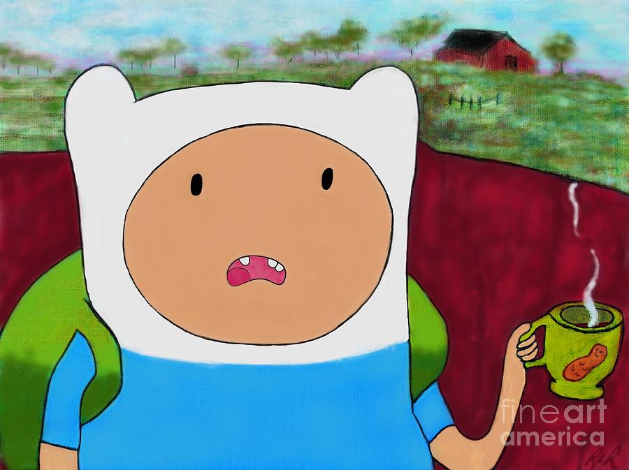 Finn the Human coffee time  Painting by Reina Resto