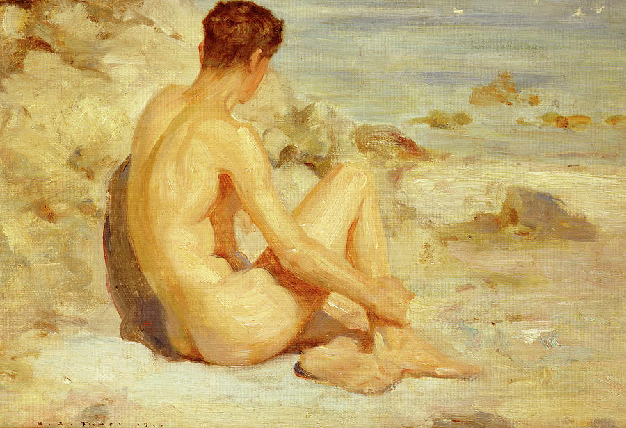 Henry Scott Tuke Painting - Boy on a Beach, 1912 by Henry Scott Tuke