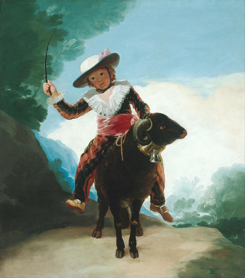 Boy on a Ram Painting by Francisco de Goya