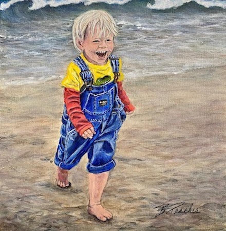 Boy on the Beach Painting by Bonnie Peacher