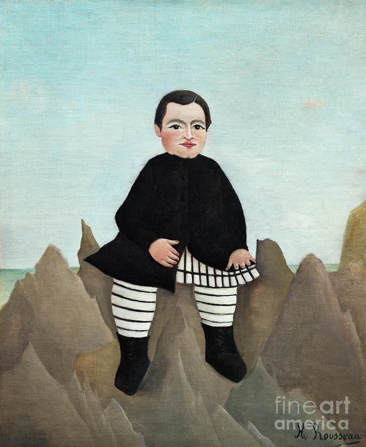 Boy on the Rocks by Henri Rousseau Painting by - Henri Rousseau