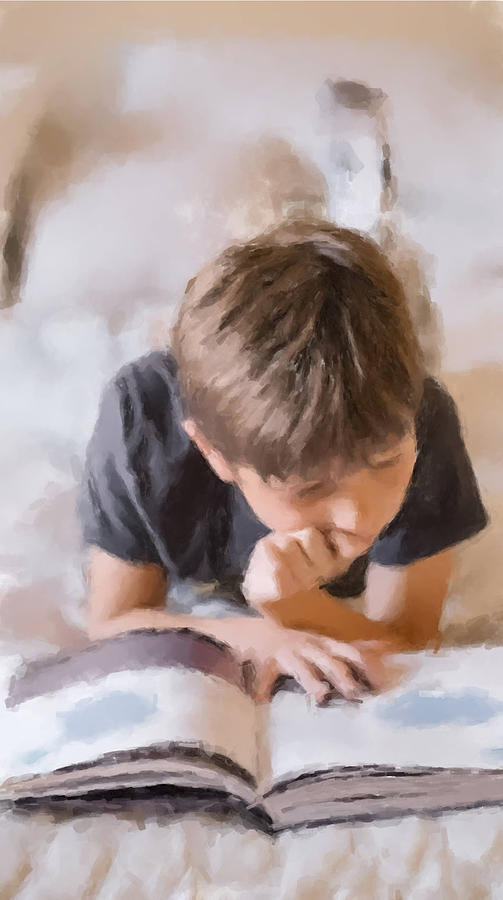 Boy Studying Painting by Gary Arnold