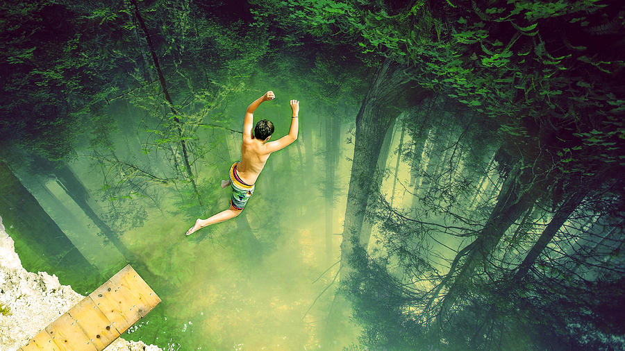 Boy Who Dives Into The Forest Digital Art