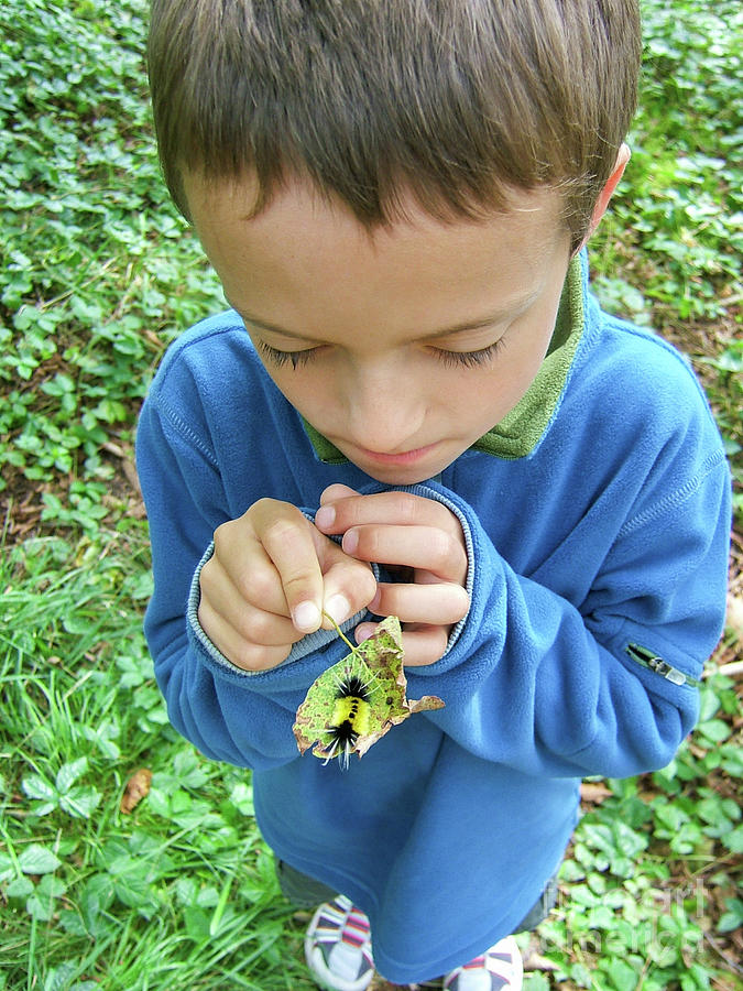 Nature Photograph - Boy with a caterpillar by Edward Fielding