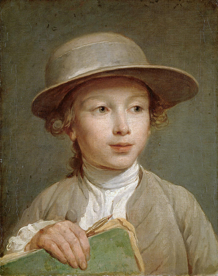 Boy with a Drawing Book Painting by Nicolas Bernard Lepicie