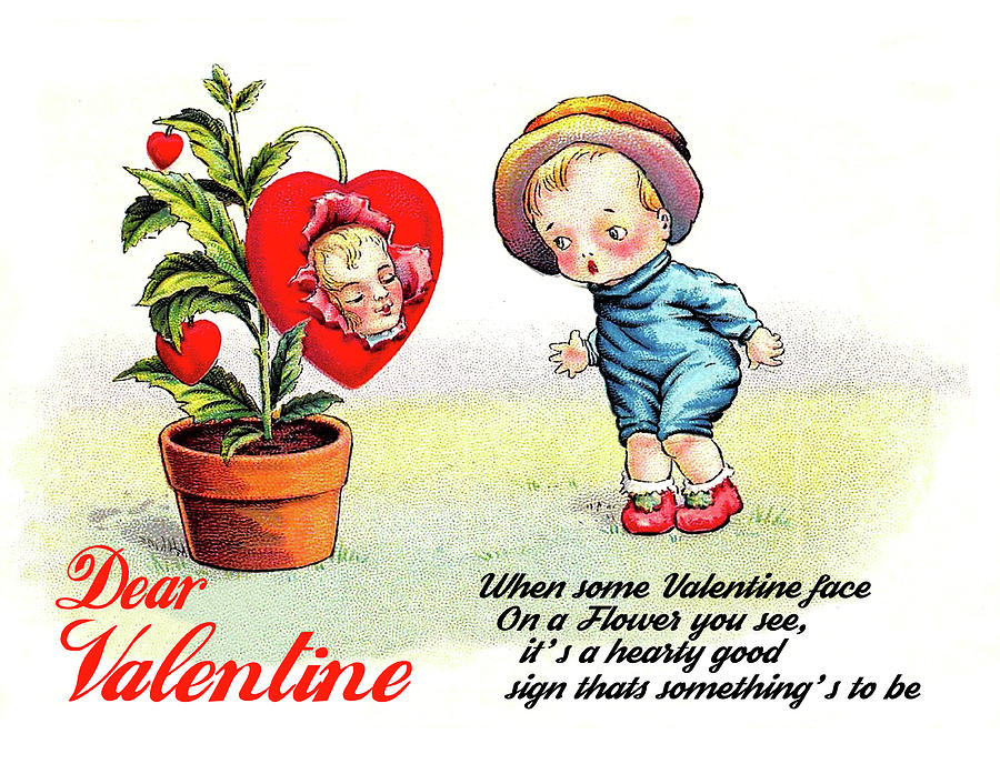 Boy with Valentine Heart Plant Digital Art by Long Shot