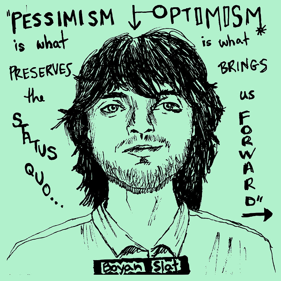 Boyan Slat - line Drawing by Madeline Dillner Boyan Slat - line Drawing by Madeline Dillner