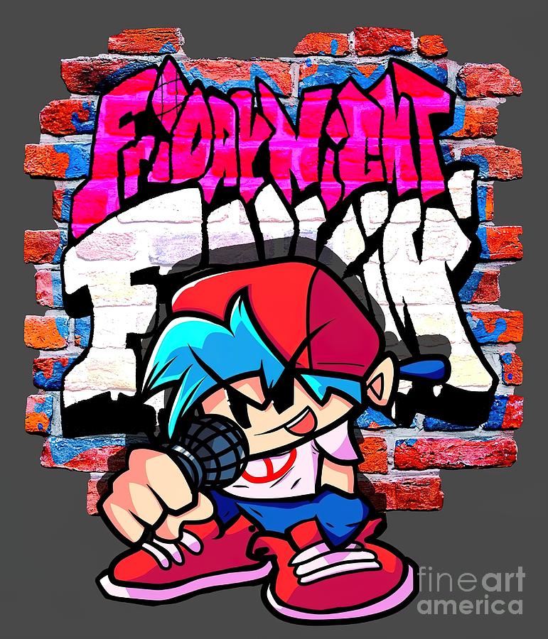 BoyFriend FNF Brick wall Painting by Hunt Teagan - Pixels