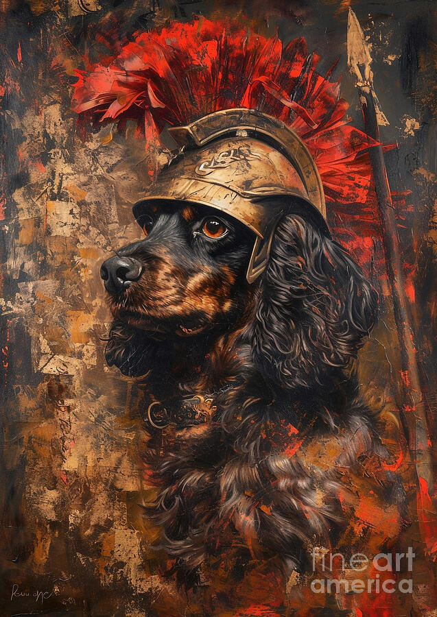 Dog Painting - Boykin Spaniel - wearing the vestments of a Roman river fowler, skilled and adaptable by Adrien Efren
