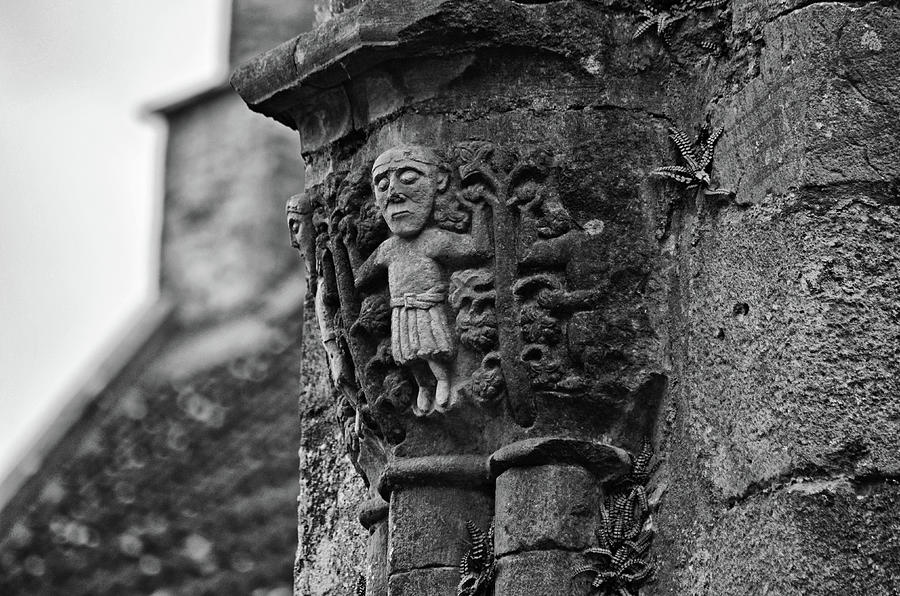 Boyle Abbey County Roscommon Medieval Stonework Ireland Black and White Photograph by Shawn OBrien