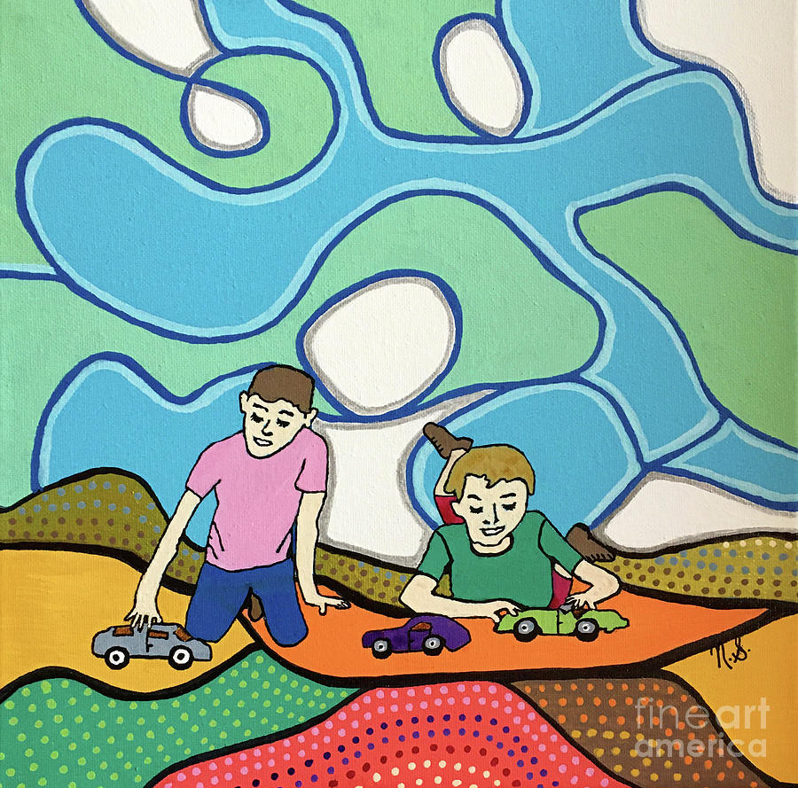 Boys and Their Toys Painting by Nina Silver
