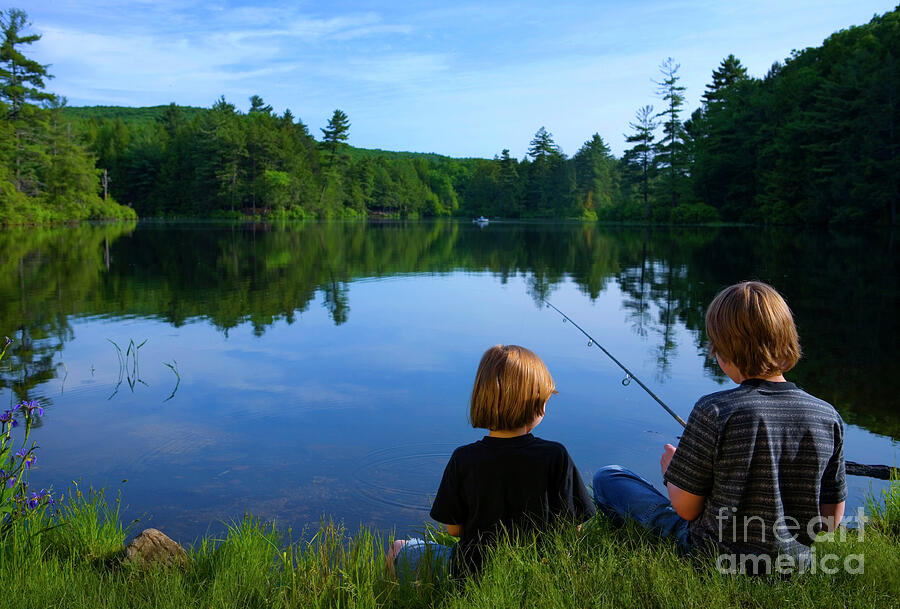 Fish Photograph - Boys Fishing by Diane Diederich