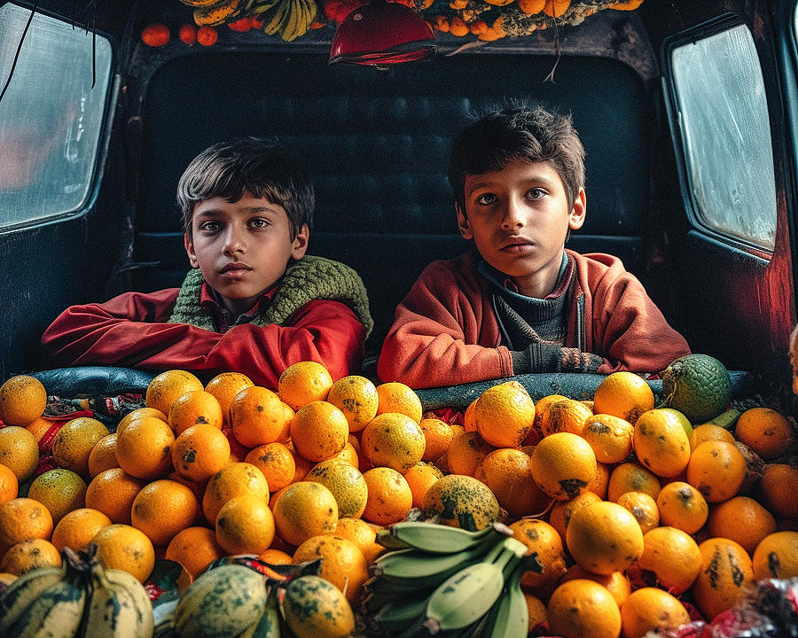 Boys in Fruit Truck 1 Digital Art by Craig Boehman