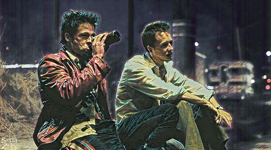 Fight Club Painting - Boys Night Out by Bobby Zeik