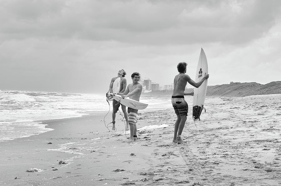 Boys of Summer Surfer Black and White Photograph by Laura Fasulo