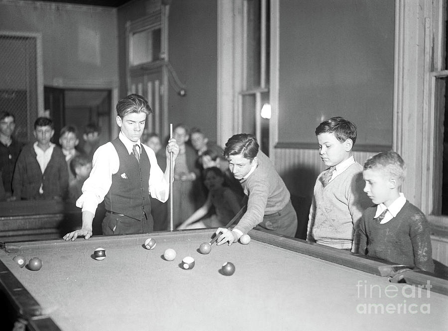 Ball Photograph - Boys Playing Billiards, 1931 by Harris and Ewing