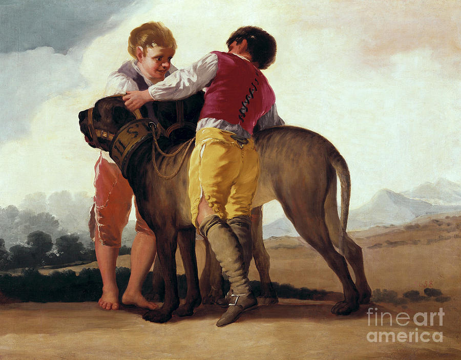 Dog Painting - Boys with Mastiff by Goya