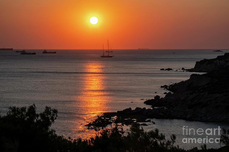 Bozcaada Island Sunset Reflection  Photograph by Bob Phillips