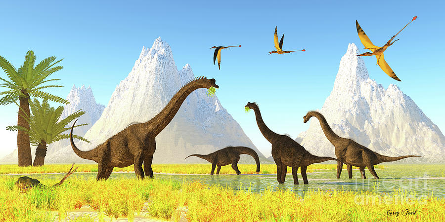 Brachiosaurus Dinosaur Marsh Digital Art
