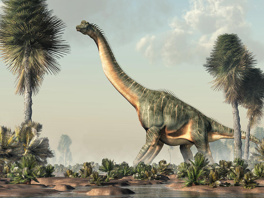 Brachiosaurus in a Wetland Digital Art by Daniel Eskridge