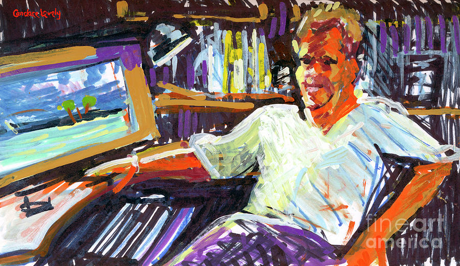 Brad at His Computer Painting by Candace Lovely