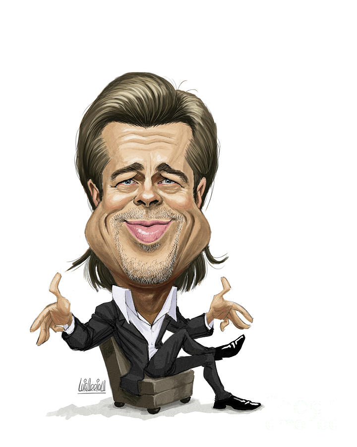 Brad Pitt Caricature Digital Art by Luis Arriola - Fine Art America